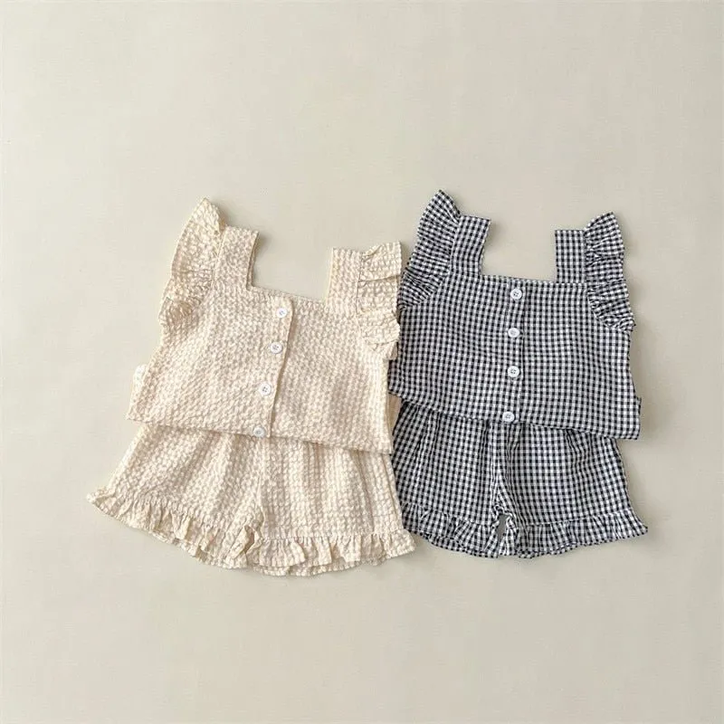 Plaid Ruffle Cami Vest & Flowy Shorts