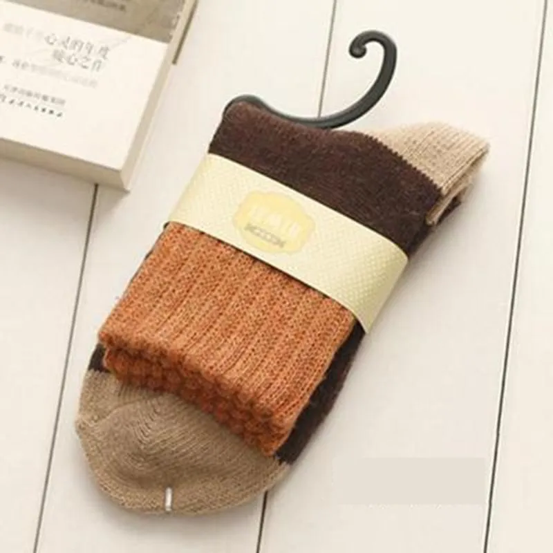 Retro Thick Women Socks Wool/Synthetic Blend Reinforced Heel/Toe