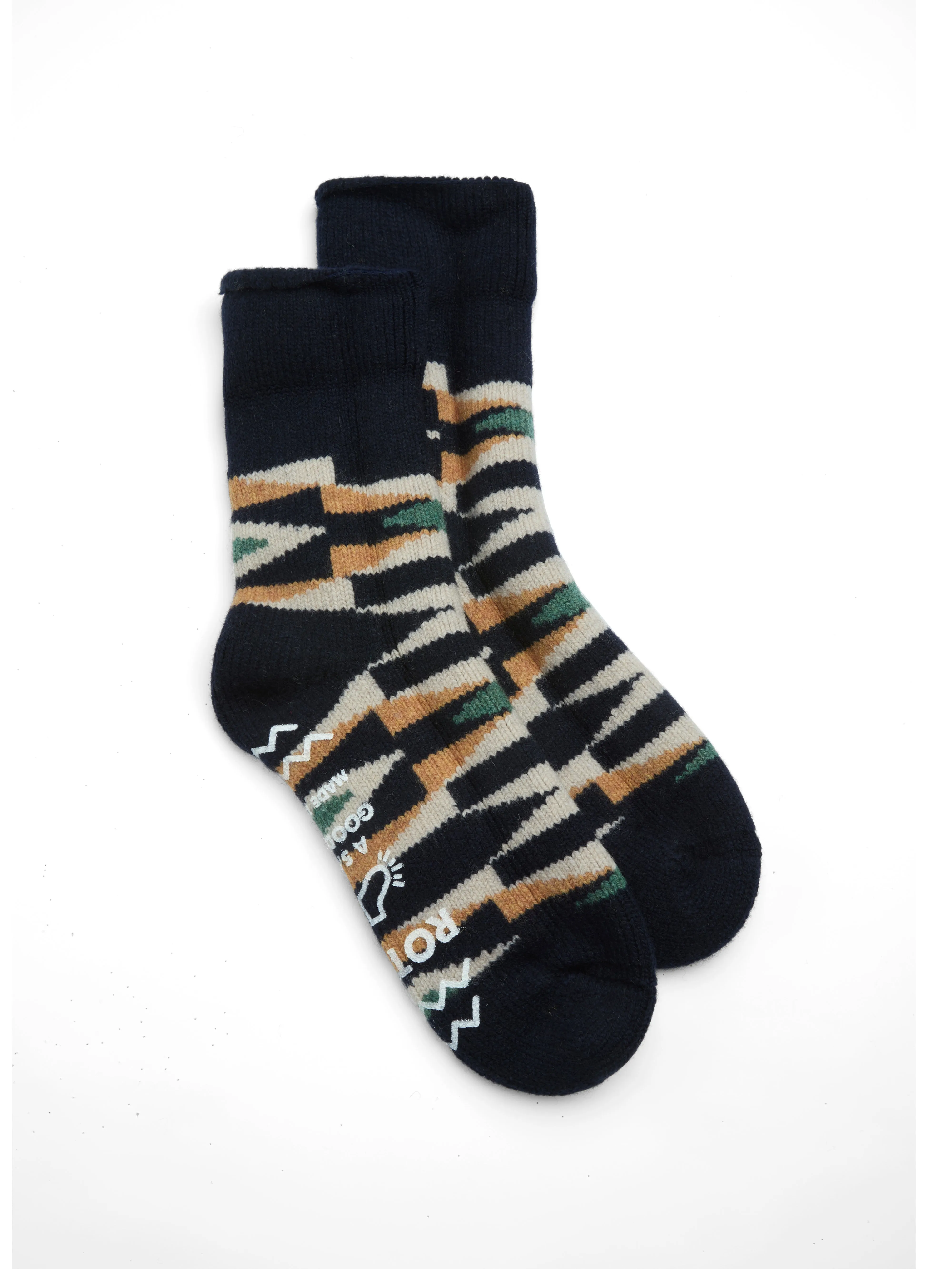 Ro To To Comfy Room Merino Wool Native Socks Navy