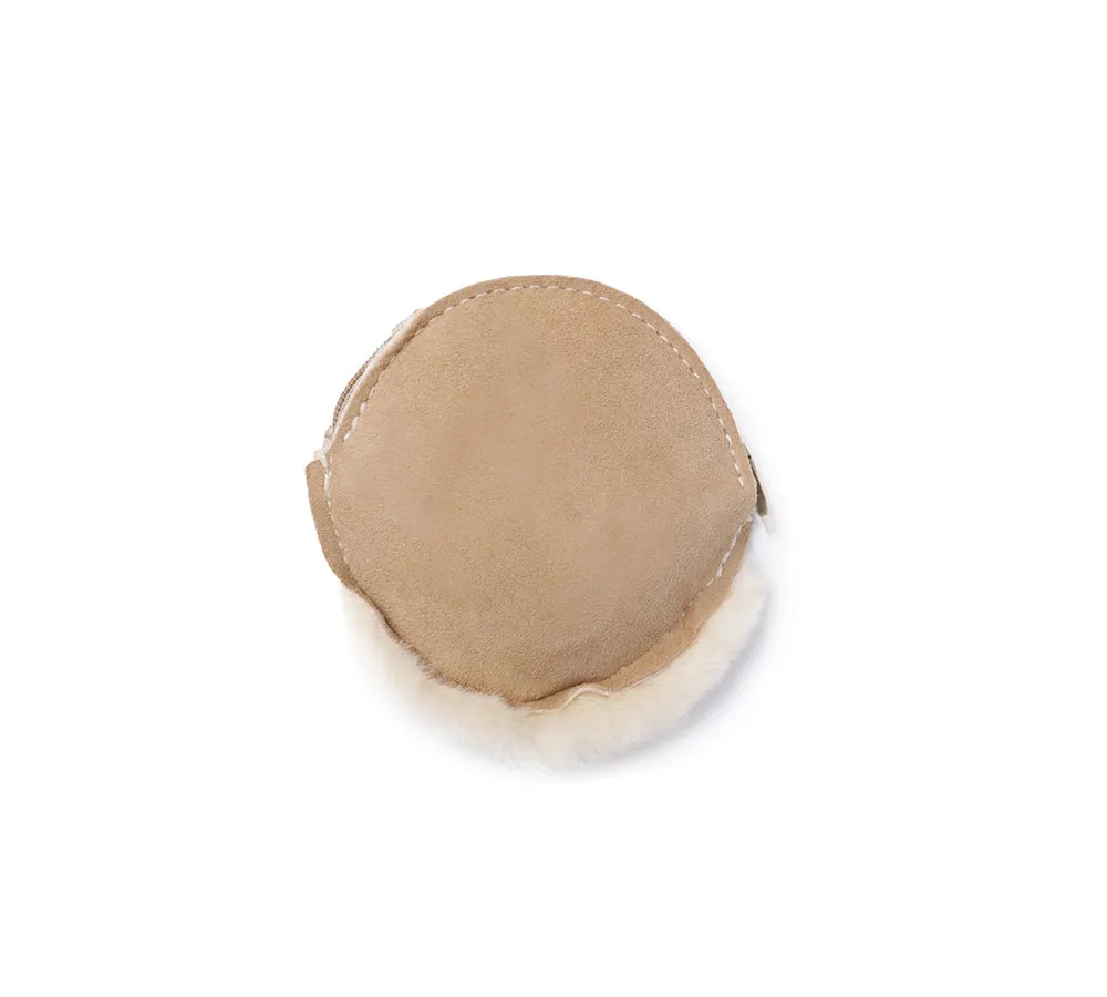 Sheepskin Wool Fluffy Round Zip Purse