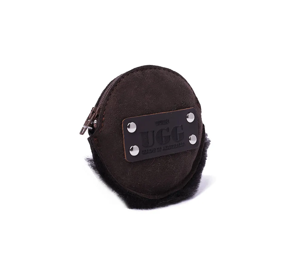 Sheepskin Wool Fluffy Round Zip Purse