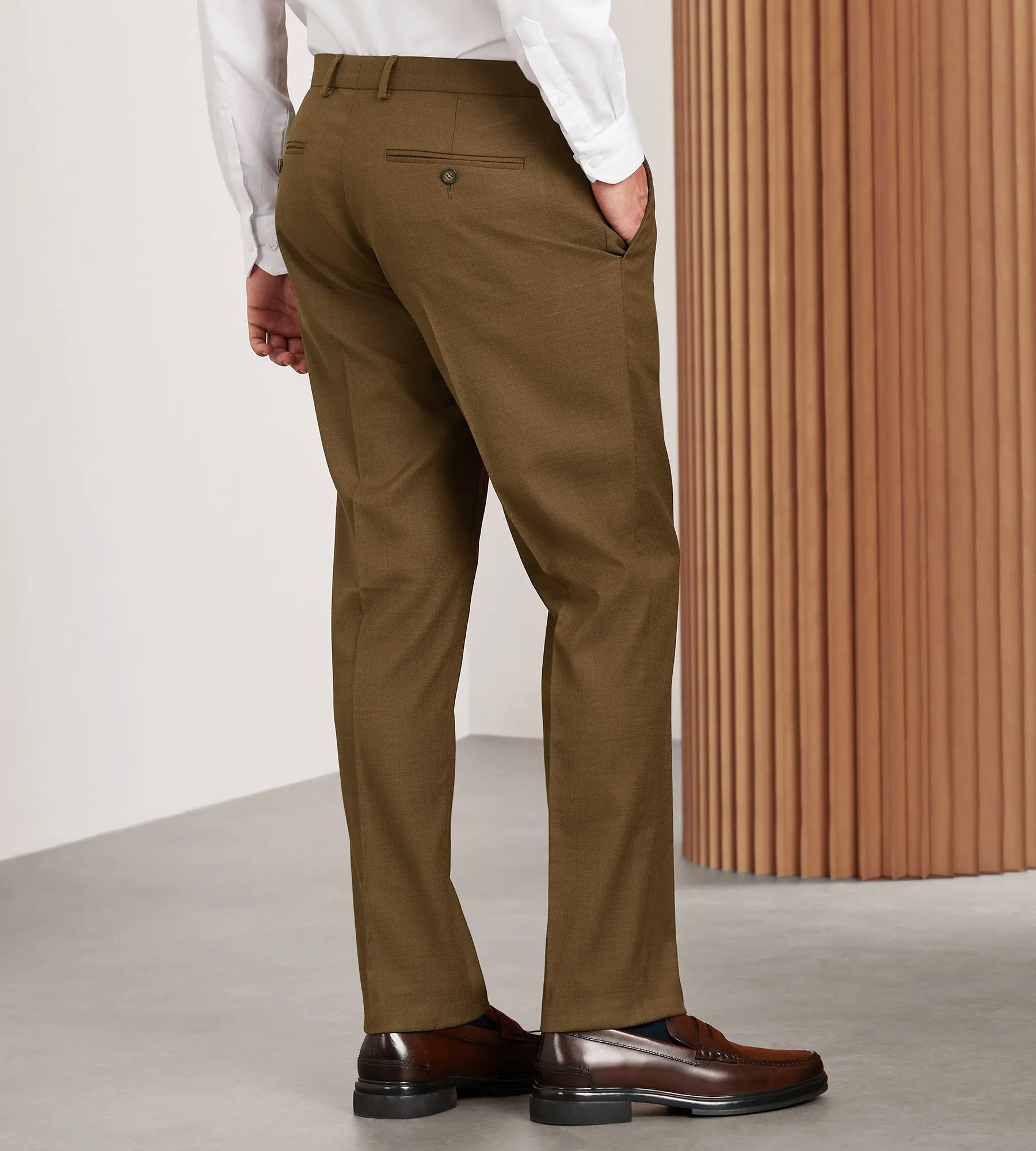 Slim Fit Caramel Solid Suit Pants