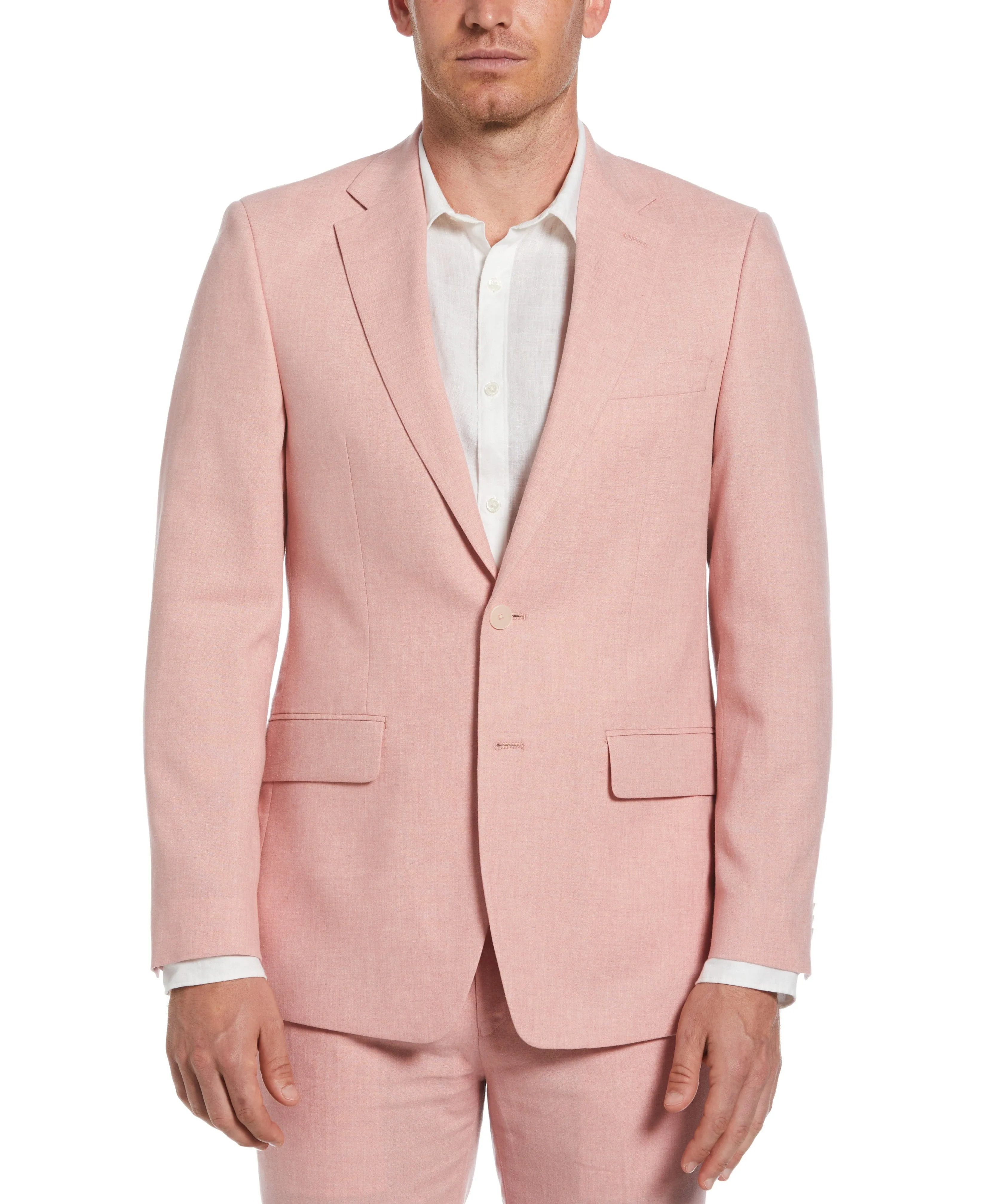 Slim Fit Light Pink Linen Blend Suit