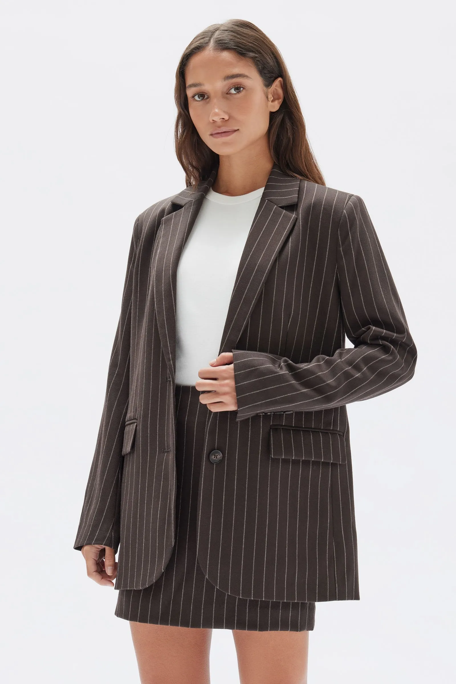 Sofia Wool Pinstripe Mini Skirt