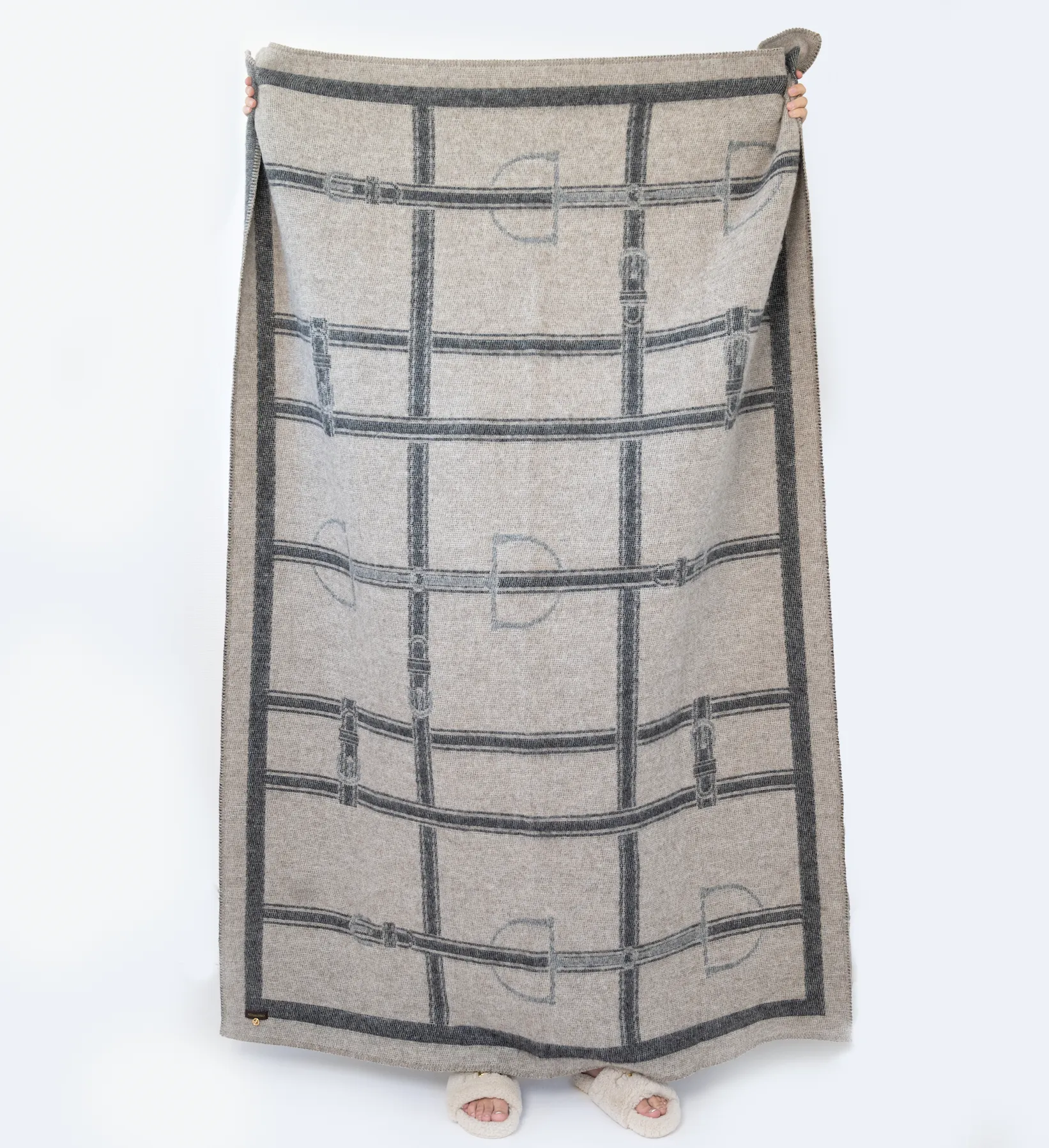 STRAP THROW NZ WOOL Beige & TAUPE