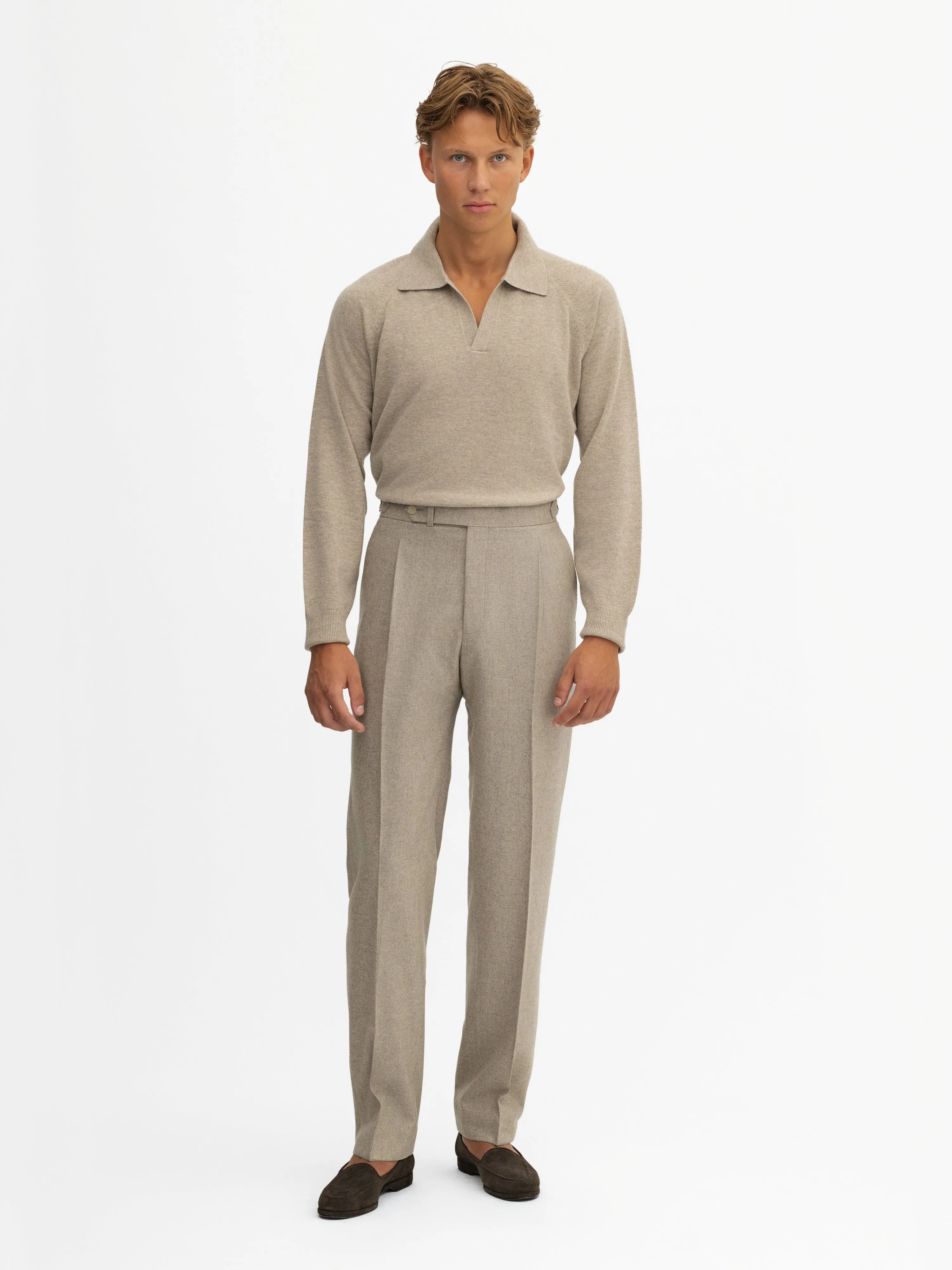 Taupe Merino Wool Cashmere Polo