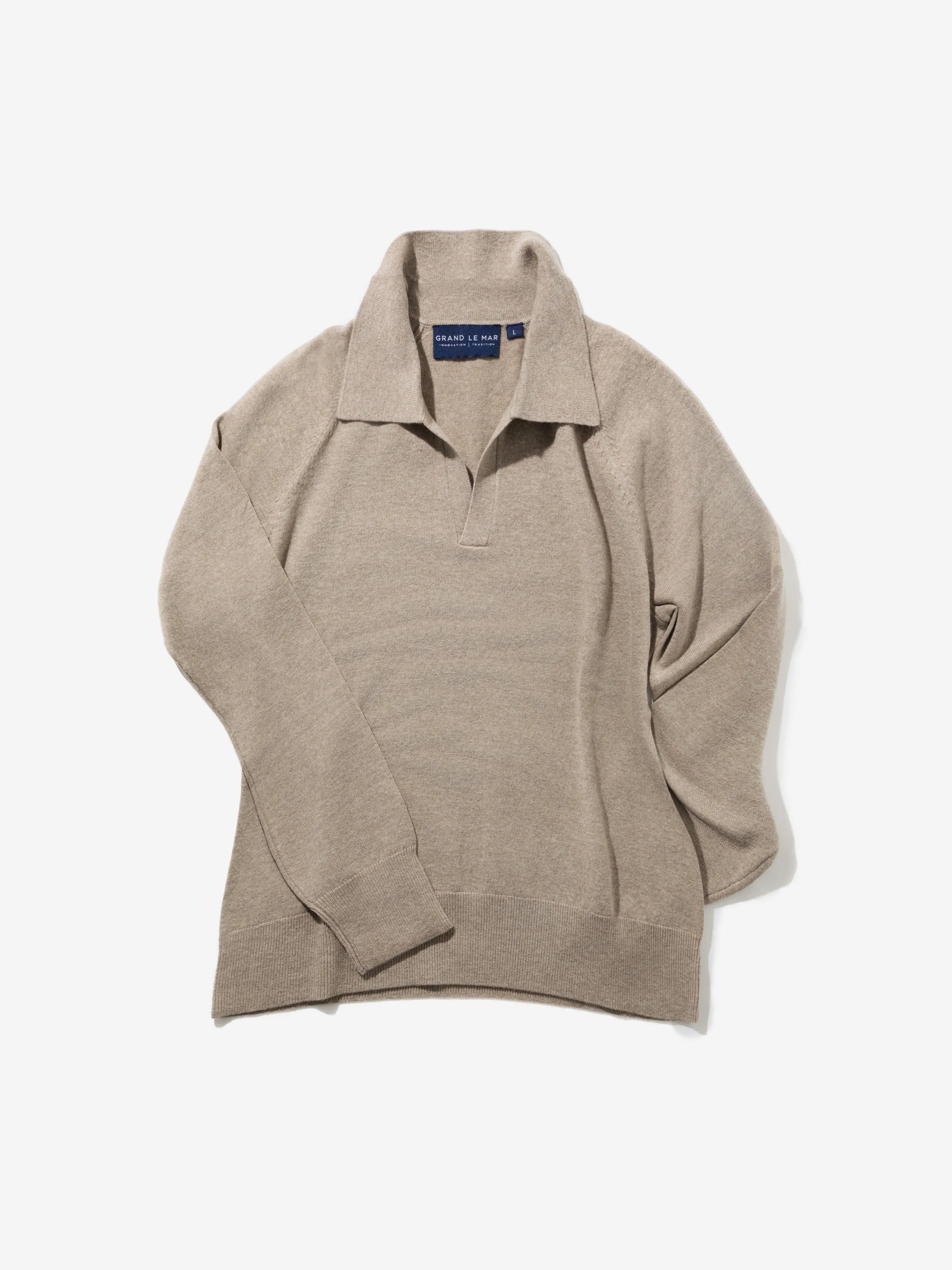 Taupe Merino Wool Cashmere Polo