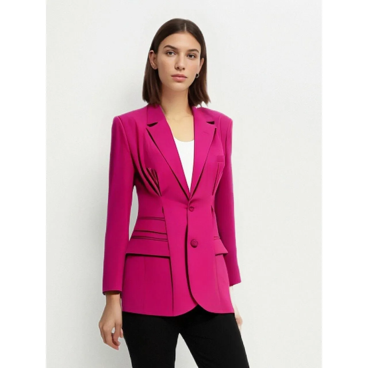 The Magenta Pleated Blazer