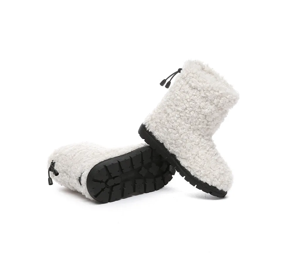 UGG Kids Sheepskin Wool Plush Drawstring Boots Peggy