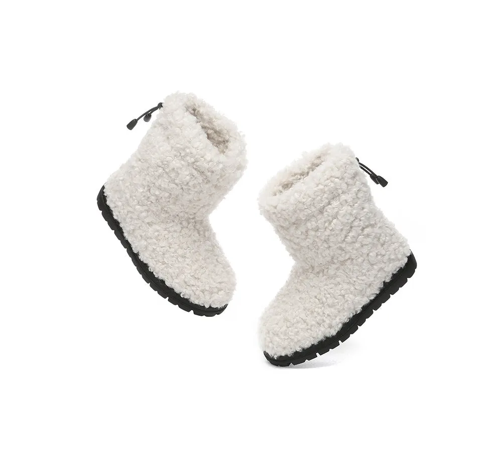 UGG Kids Sheepskin Wool Plush Drawstring Boots Peggy