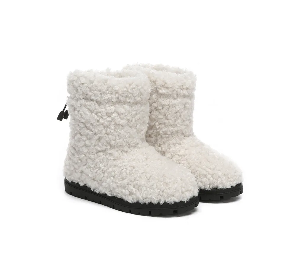 UGG Kids Sheepskin Wool Plush Drawstring Boots Peggy