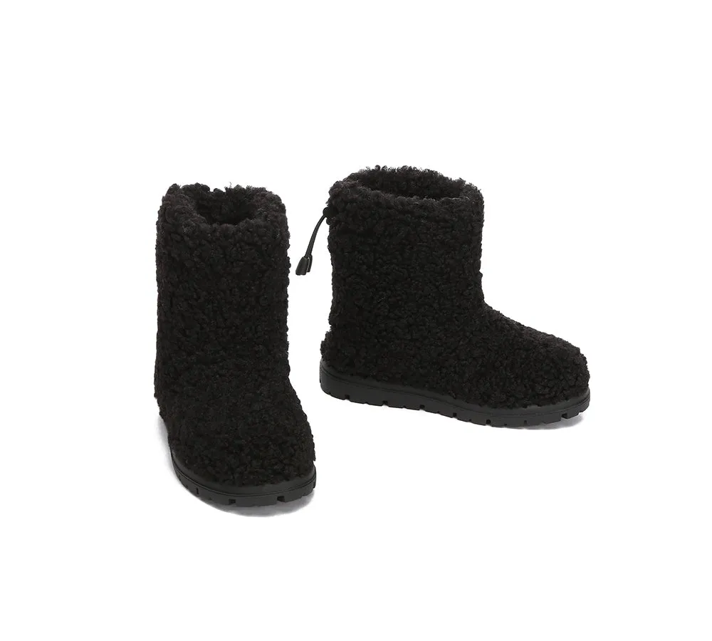 UGG Kids Sheepskin Wool Plush Drawstring Boots Peggy