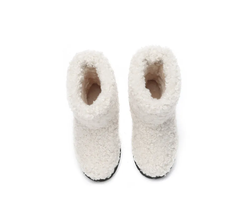 UGG Kids Sheepskin Wool Plush Drawstring Boots Peggy