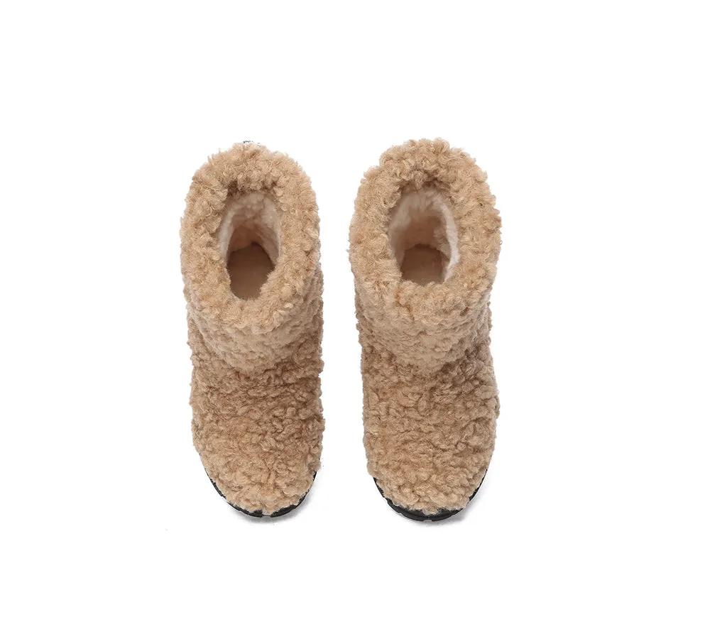 UGG Kids Sheepskin Wool Plush Drawstring Boots Peggy