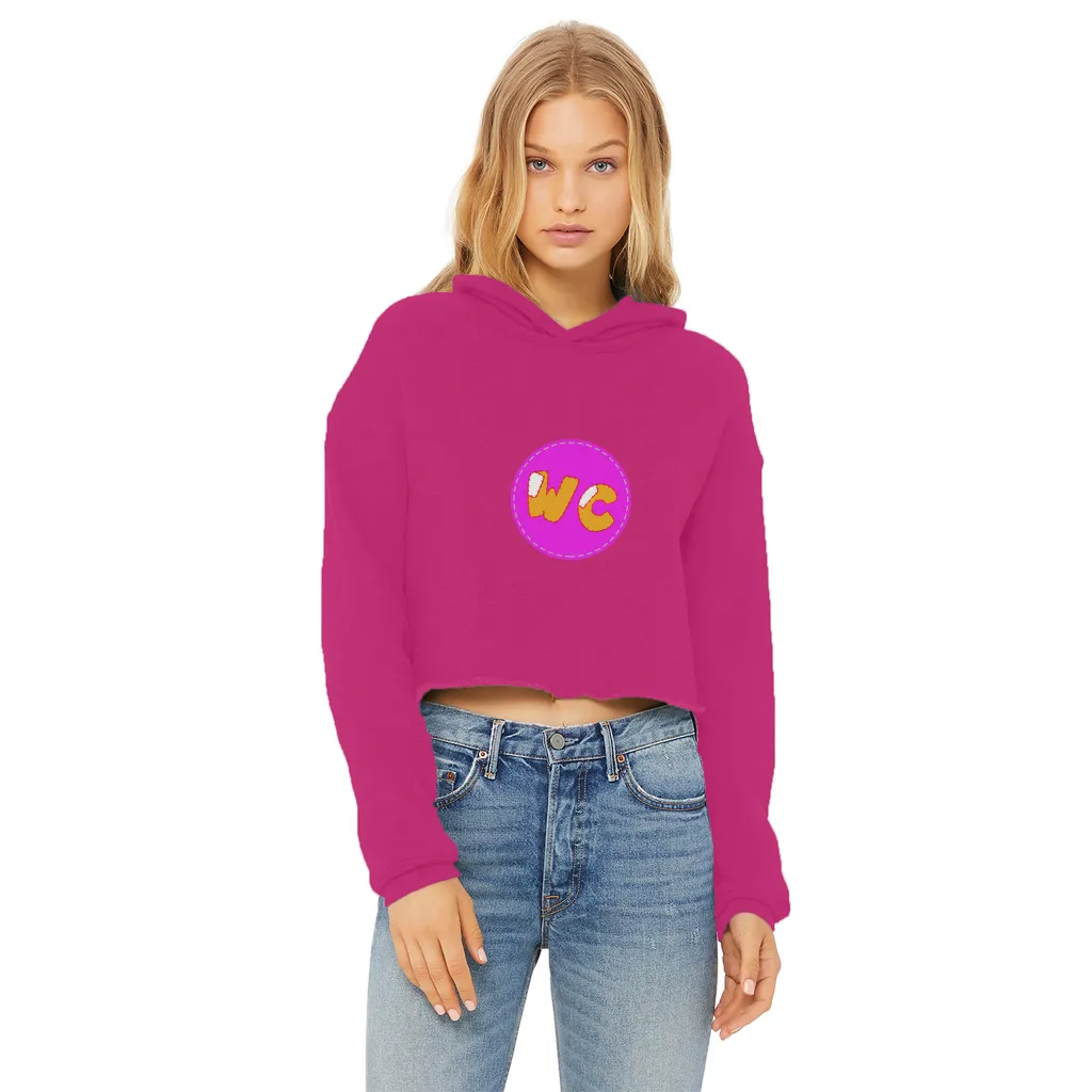 wacky Ladies Cropped Raw Edge Hoodie