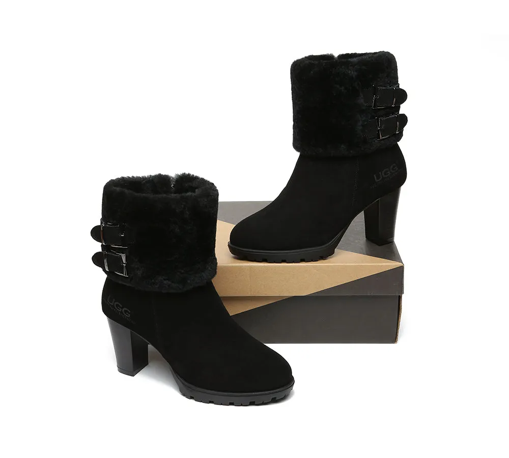 Women Shearling Zippered Heels Fashion Boots Candice