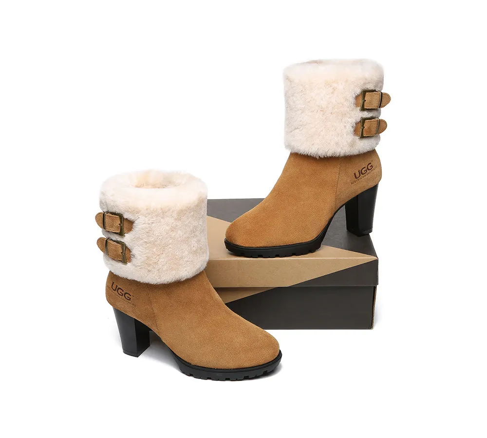 Women Shearling Zippered Heels Fashion Boots Candice