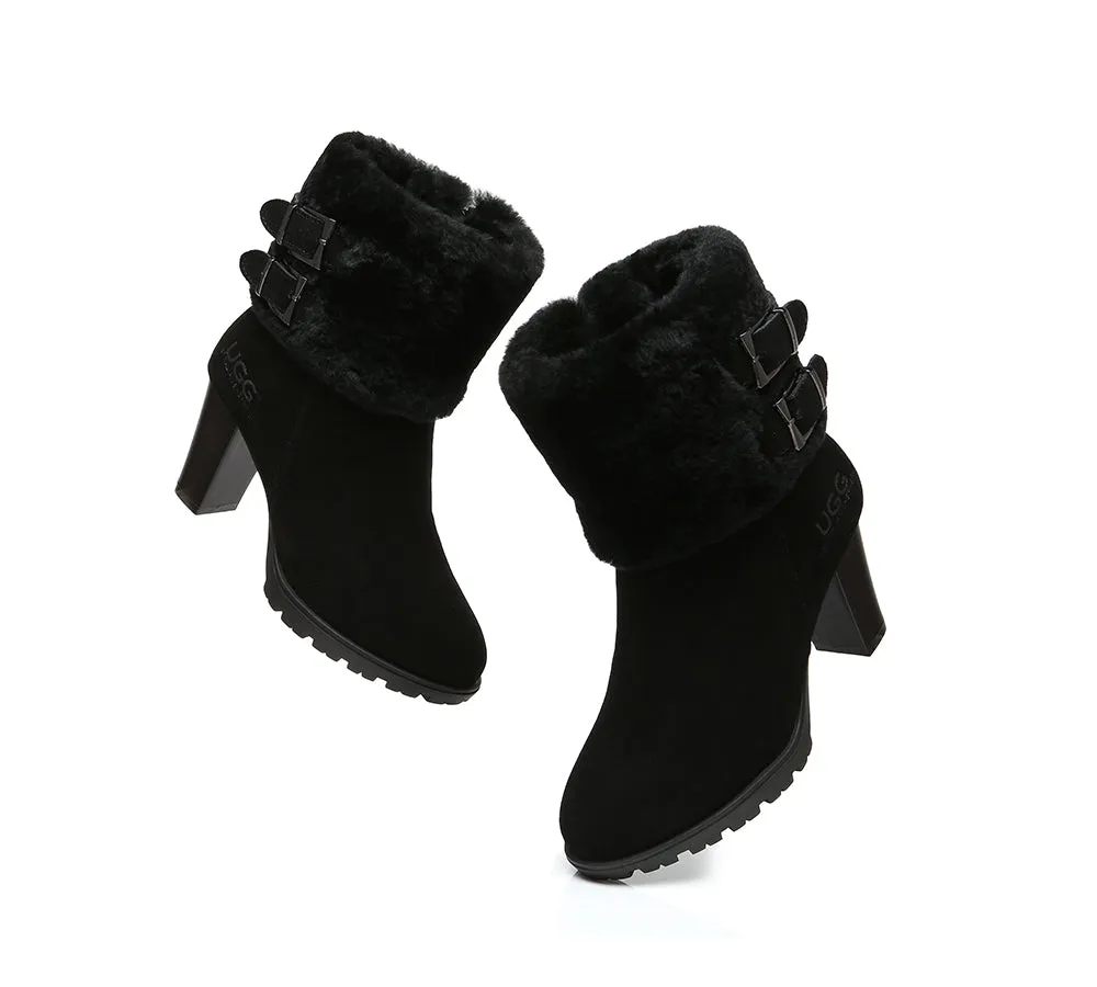 Women Shearling Zippered Heels Fashion Boots Candice