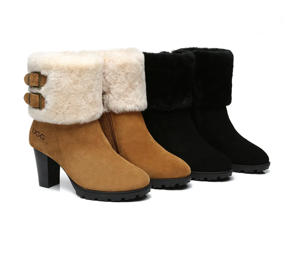 Women Shearling Zippered Heels Fashion Boots Candice