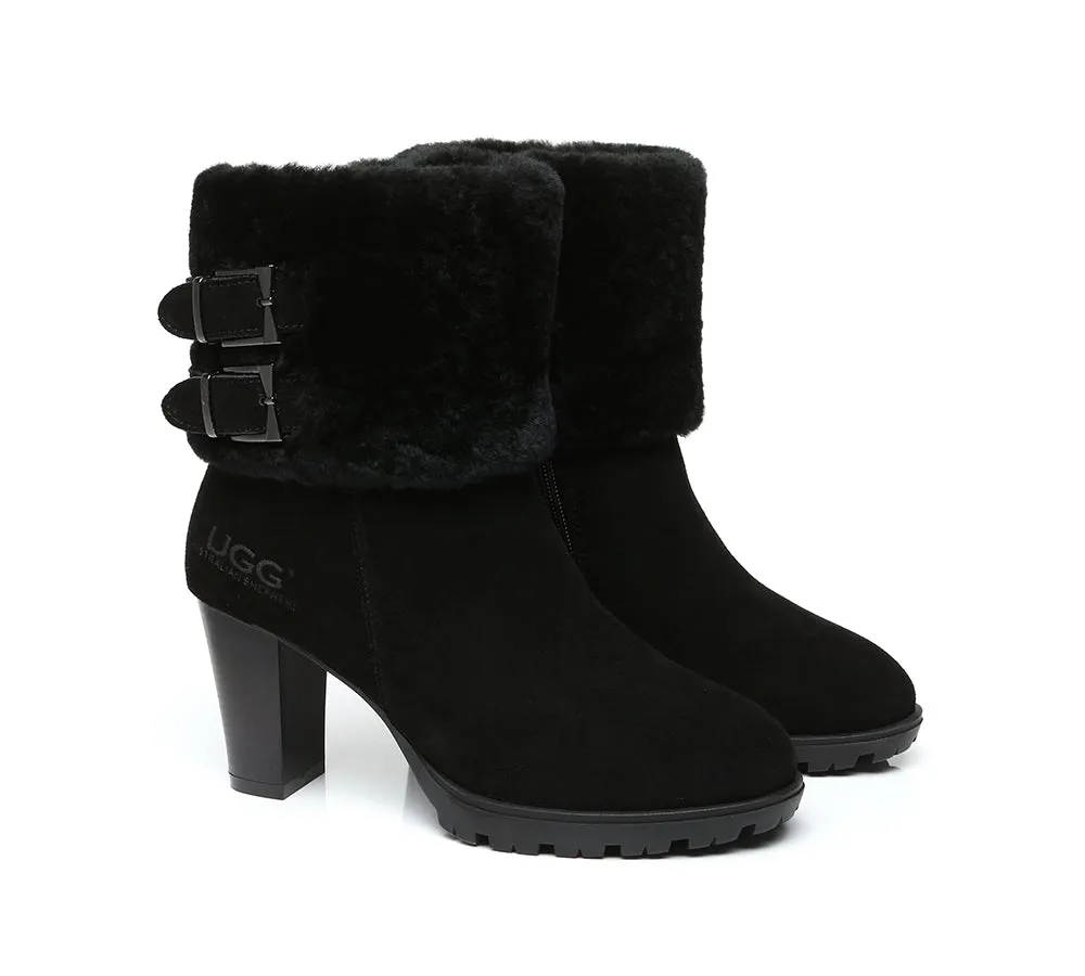 Women Shearling Zippered Heels Fashion Boots Candice