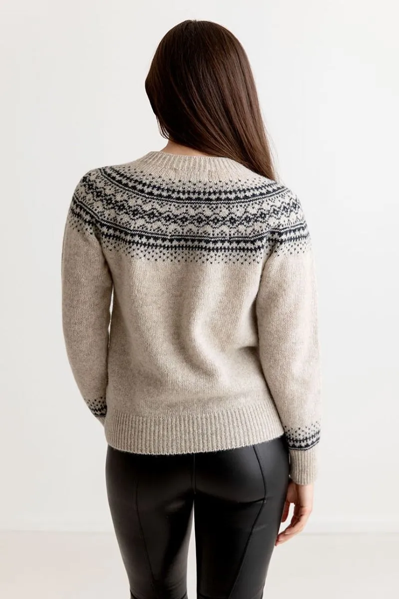 Womens Aviemore Yoke Fair Isle Jumper - beige