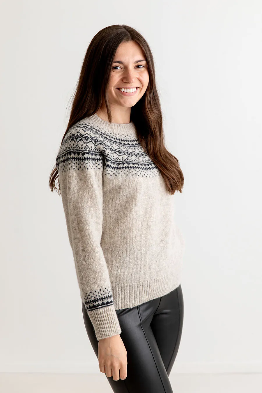 Womens Aviemore Yoke Fair Isle Jumper - beige