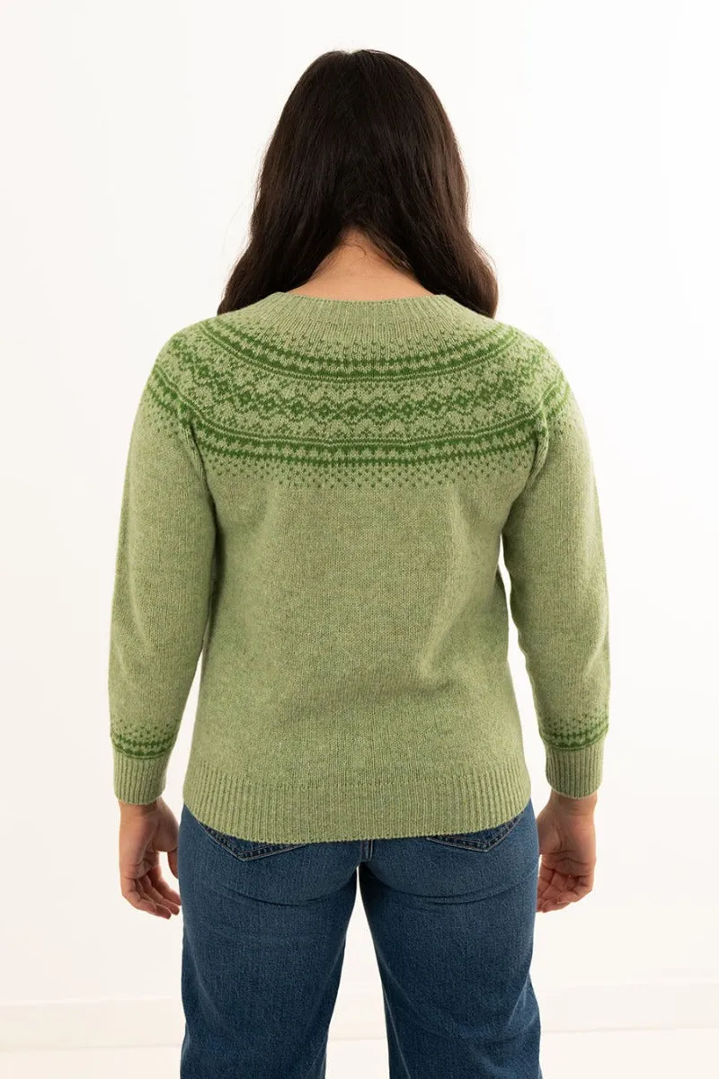 Womens Aviemore Yoke Fair Isle Jumper - Spring Meadow