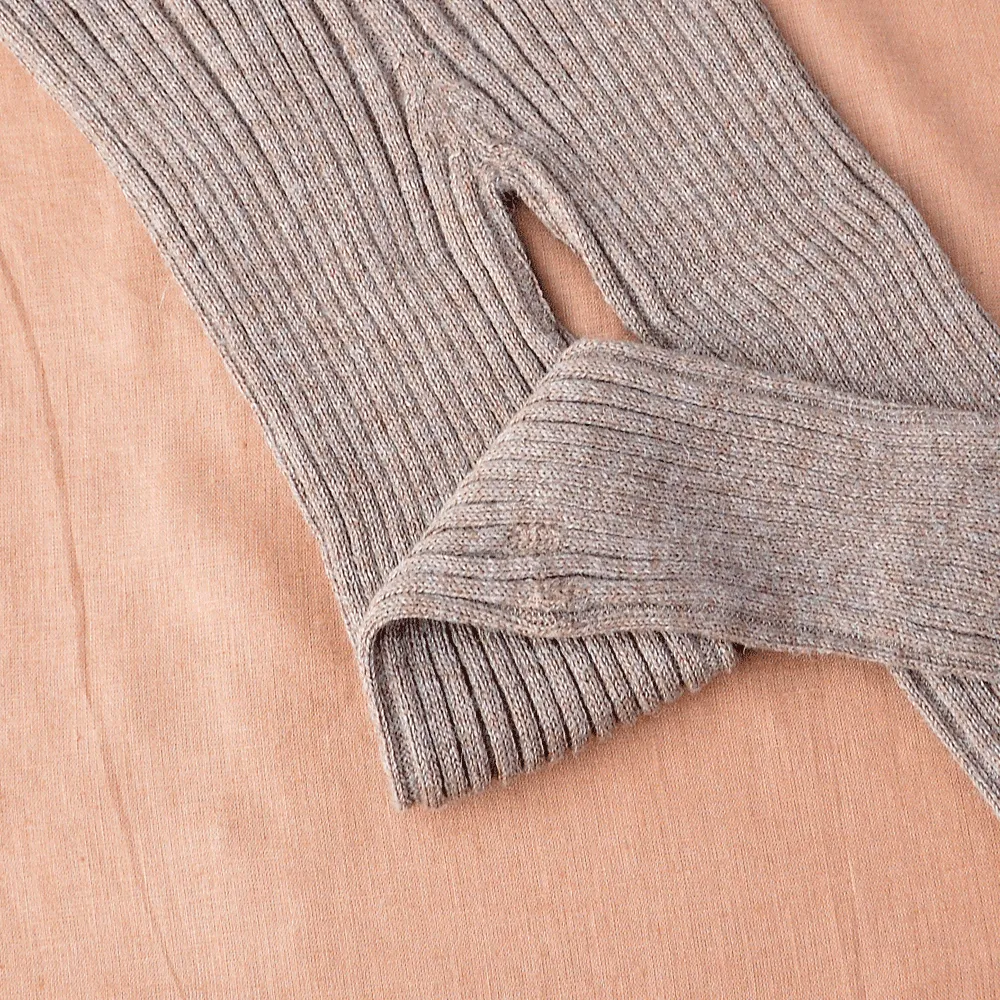 Women's High Waisted Knitted Rib Leggings - 100% Baby Alpaca - Mocha (S-M) *SECONDS/MENDED